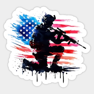 American Flag Veteran Day 4th Of July Soldier Sticker